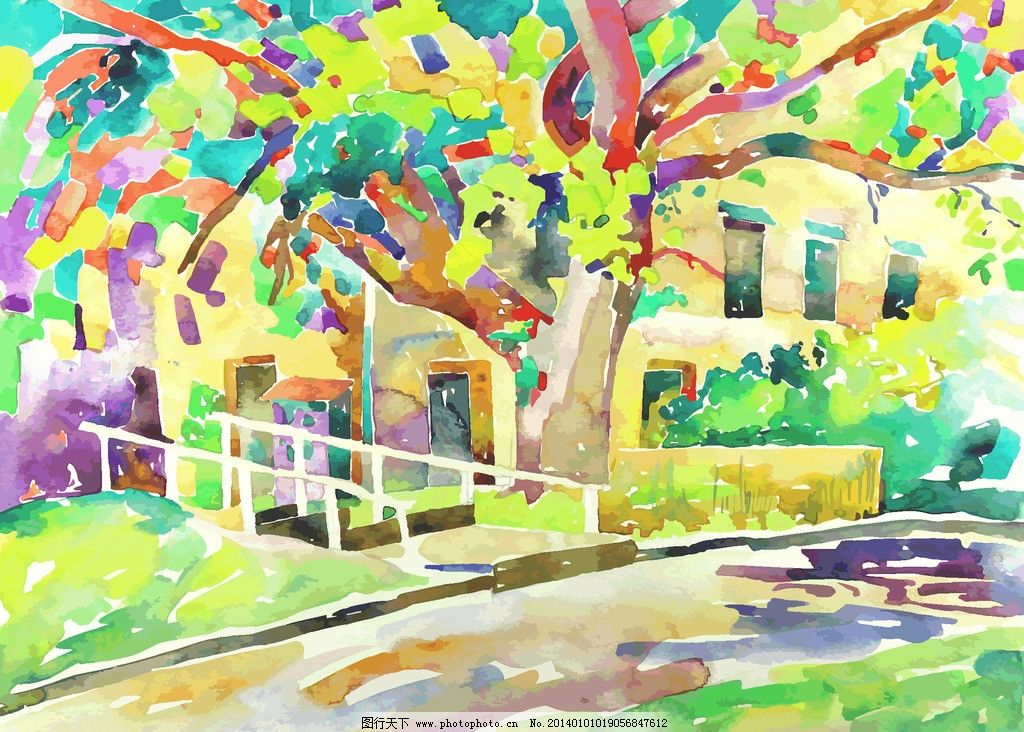 装饰画 壁画 欧式风景 绘画书法 艺术品 美术绘画 文化艺术 矢量 eps