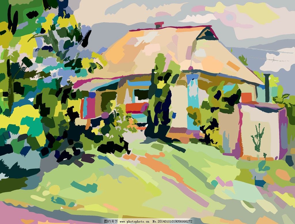 装饰画 壁画 欧式风景 绘画书法 艺术品 美术绘画 文化艺术 矢量 eps