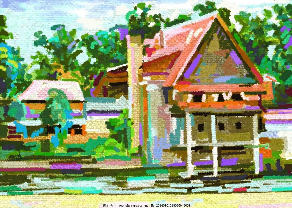 装饰画 壁画 欧式风景 绘画书法 艺术品 美术绘画 文化艺术 矢量 eps