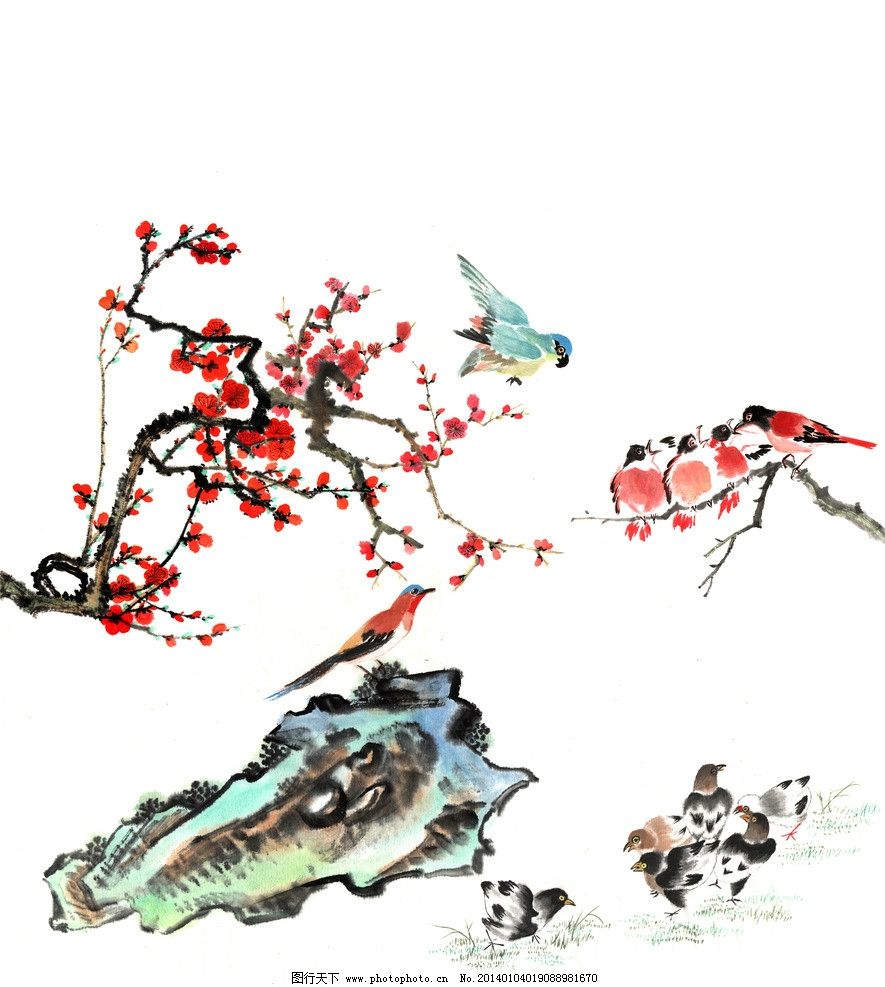 梅花麻雀 中国画图片