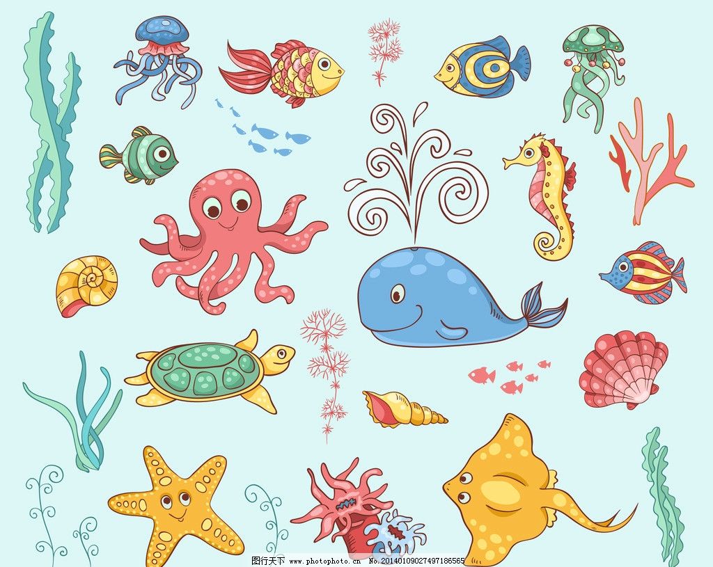 海洋生物卡通画