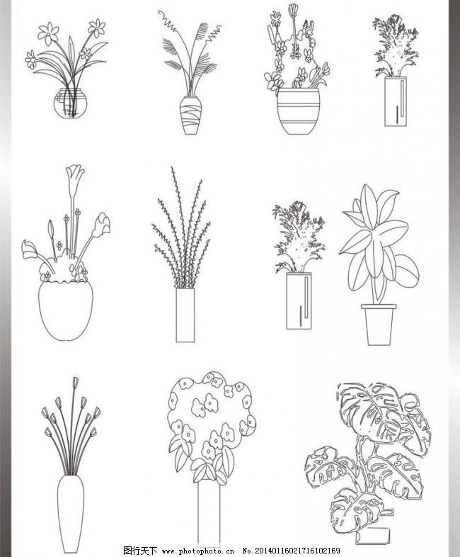 植物立面图 建筑家居 失量图 室内设计 装潢设计 植物立面图矢量素材