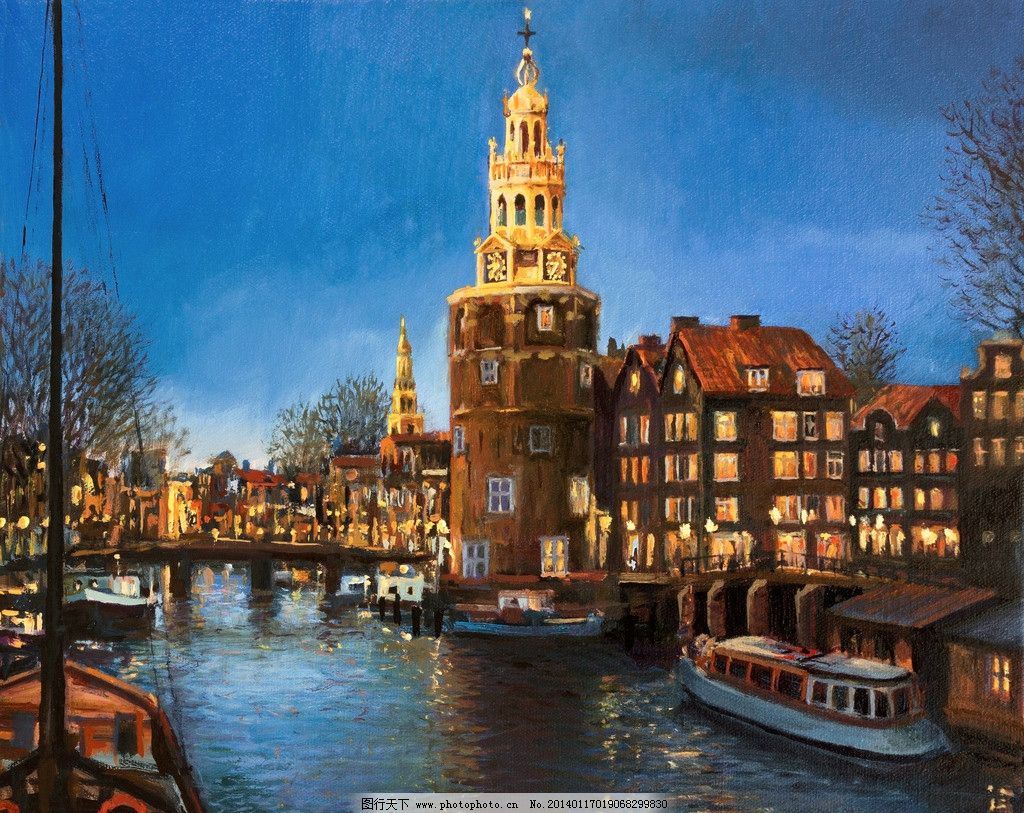 油画风景 绘画 装饰画 壁画 欧式建筑 欧式风景 艺术品 美术绘画