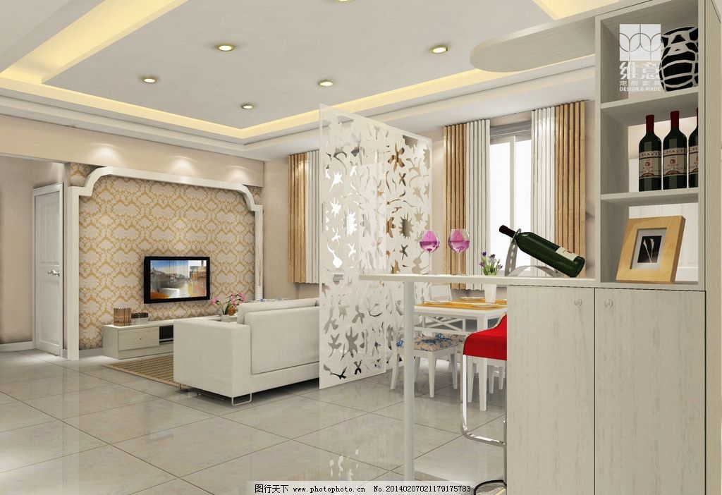 家具 电视 酒吧 隔断 沙发 电视柜 吊顶 3d家装中式效果图精选
