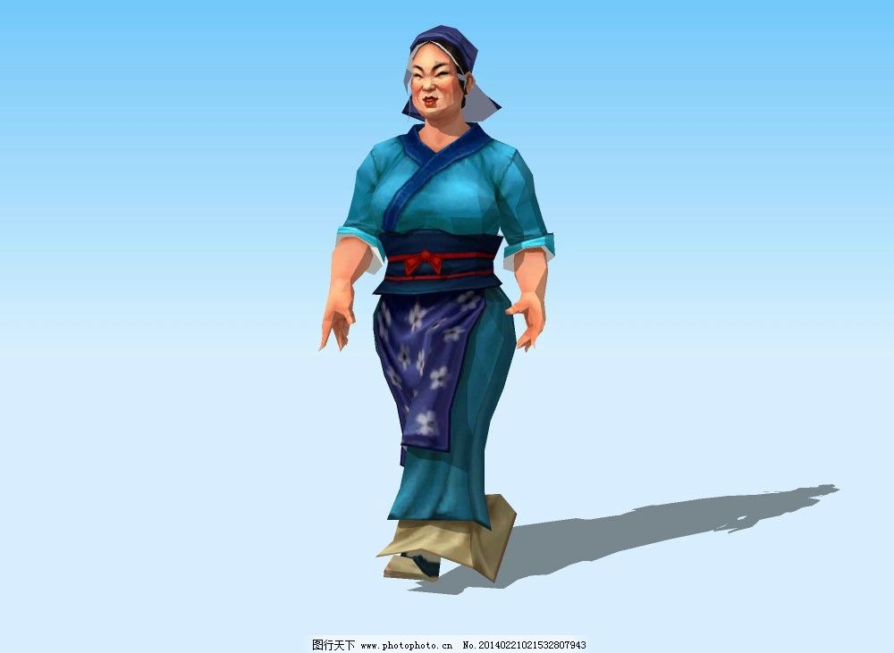 村妇3D模型 古装 女人 女子 女性 丰满 三维 立