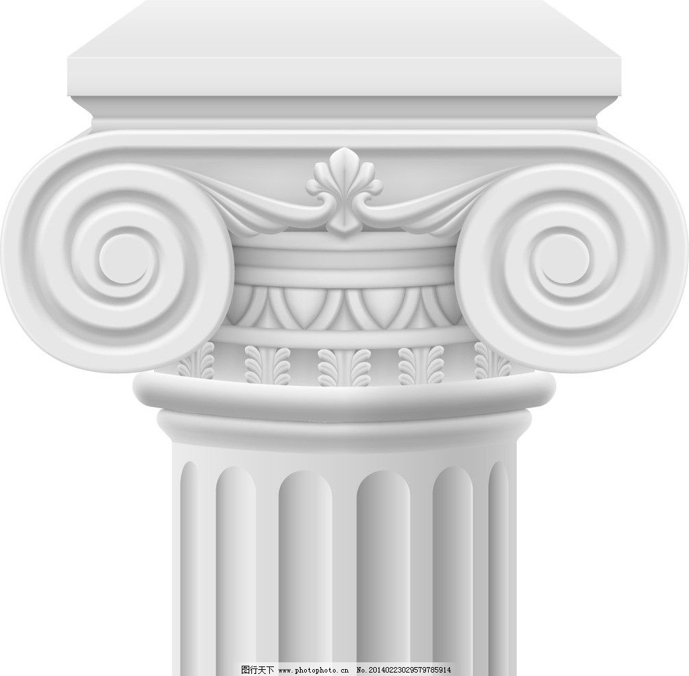 罗马柱 欧洲 花纹 石柱 手绘 矢量 石刻 建筑材料 复古 怀旧 广告设计