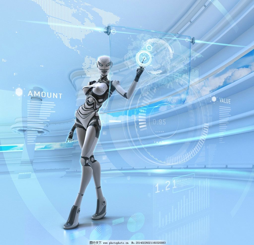 科技,女人机器人上端,隔离的,蓝色图片免费下载-5128366584-千图网Pro