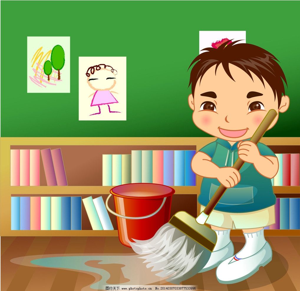 拖地打扫卫生的男孩 男孩 拖地 拖把 打扫卫生 水桶 书架 书柜 书本 插画 水彩 背景画 卡通 图画素材 童话世界 背景素材 卡通人物 儿童 儿童世界 卡通设计 幼儿卡通 矢量卡通插画 矢量素材 其他矢量 矢量 AI