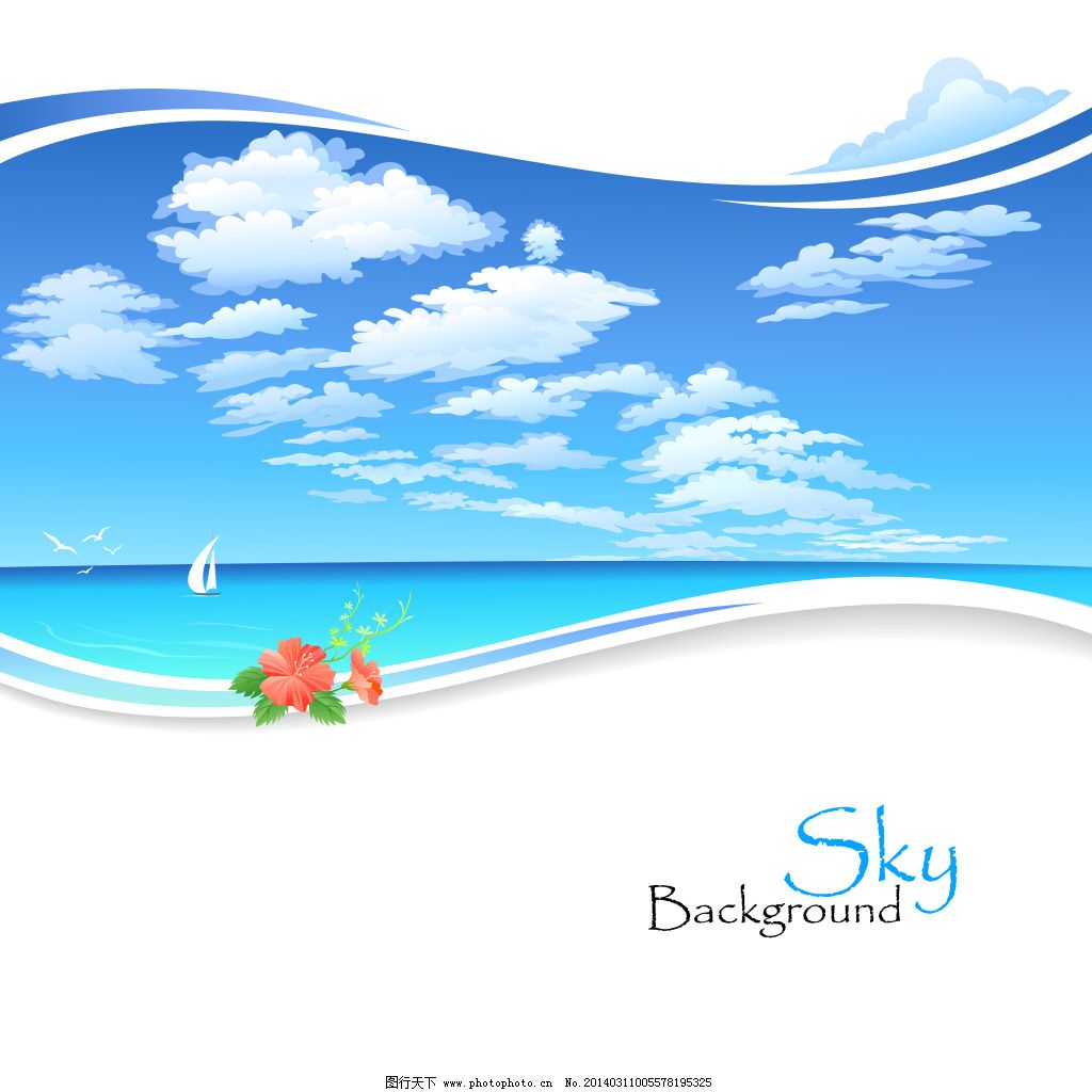 天帆船白云,碧海蓝天帆船白云免费下载 海鸥 花