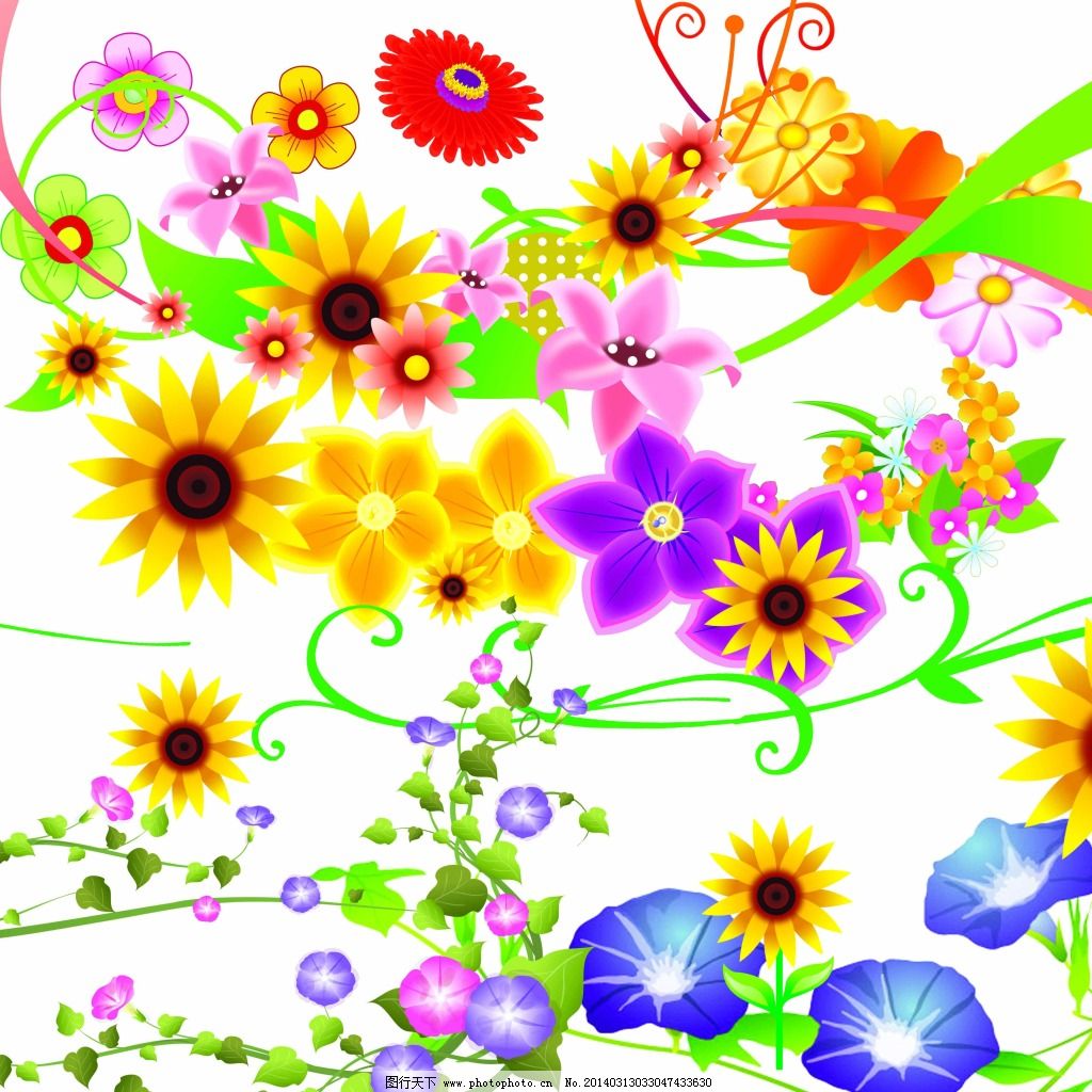 花,花免费下载 喇叭花 向日葵 小菊花-图行天下