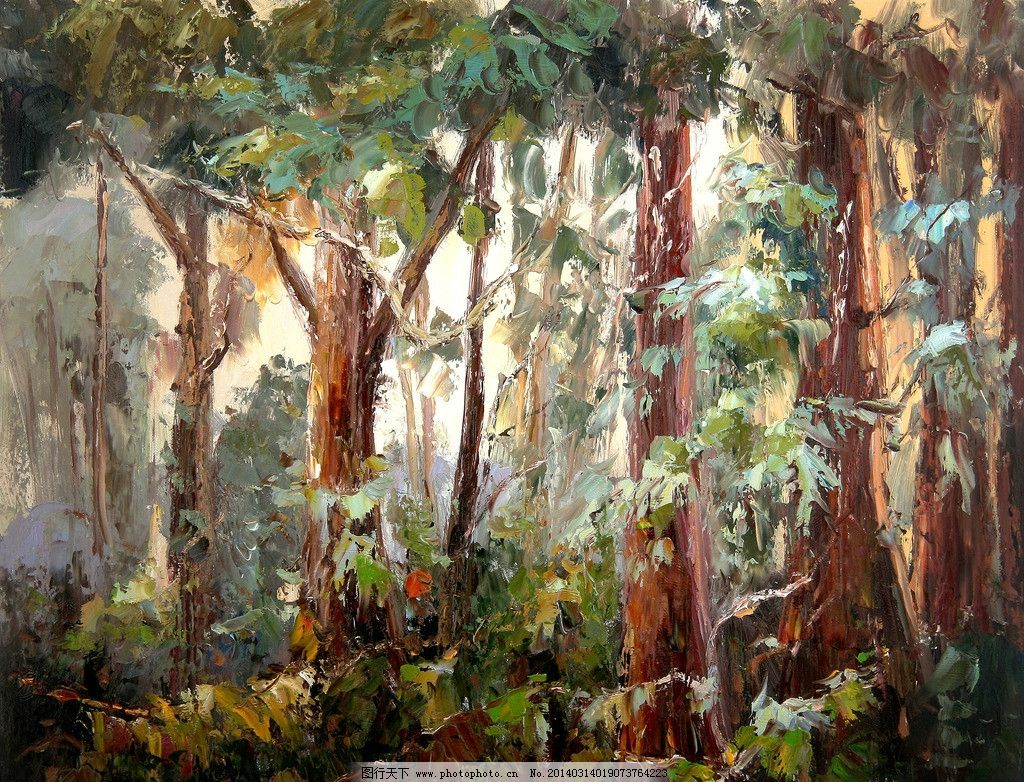 树林景油画 树林景 自然风景 手绘油画 刀油画 装饰画 绘画书法 文化