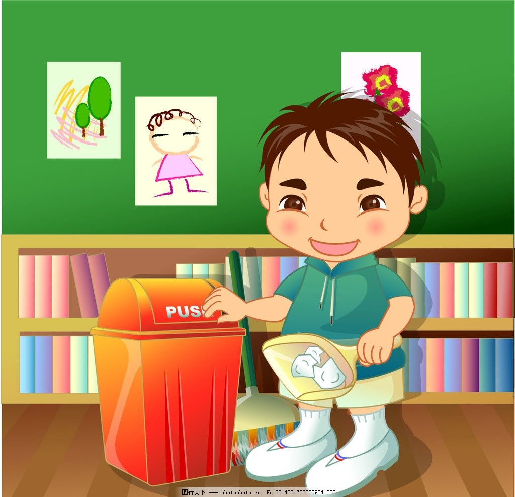 倒垃圾的男孩图片