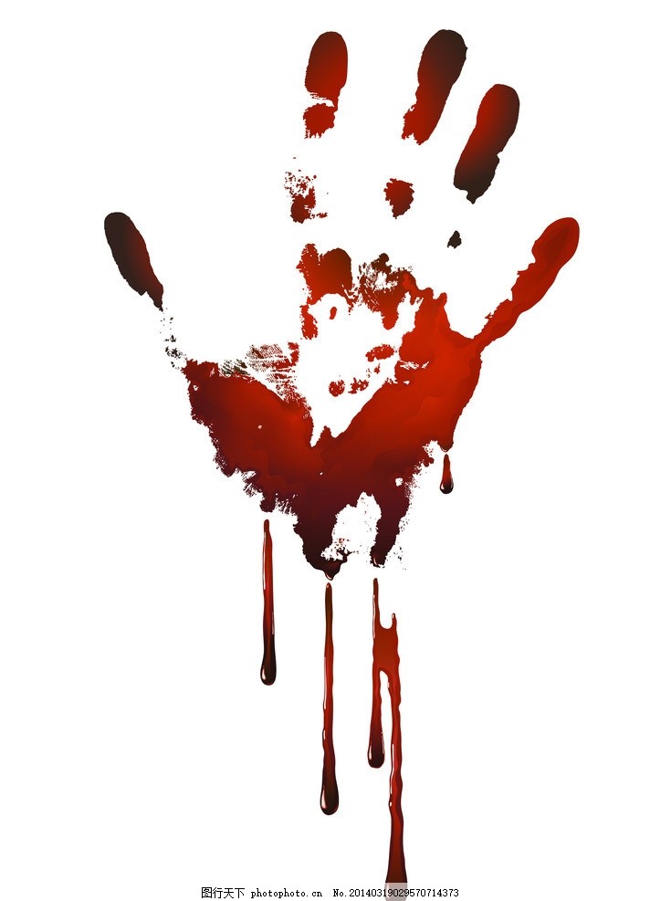 血手印,血迹 血点 墨迹 血液 墨点 水墨 红色 飞溅-图行天下图库