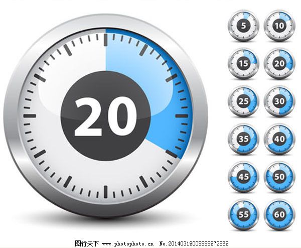 时钟倒计时设计矢量素材-2,秒表 钟表 矢量图 其