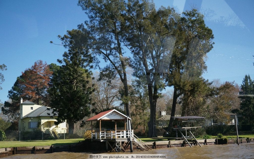巴拉那河图片,树木 房子 河水 船 自然风景 自然