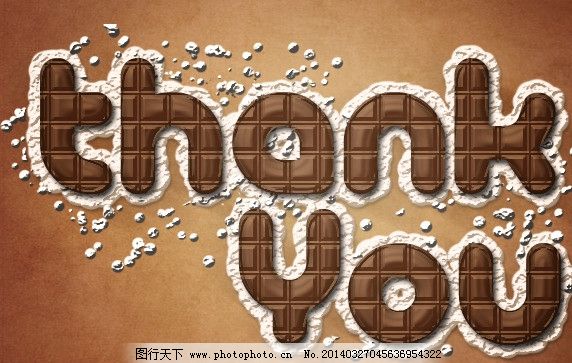 巧克力字,谢谢英文字体下载源文件-图行天下图