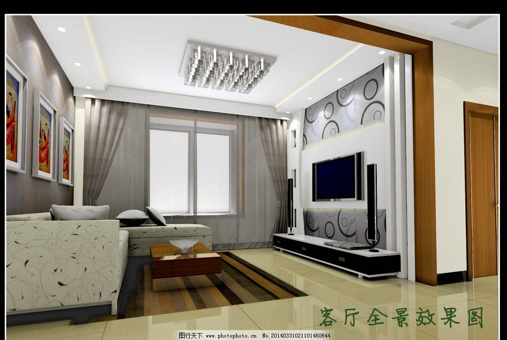 电视墙 餐厅 走廊 吊顶 茶镜吊顶 客餐厅 现代风格 3d作品 3d设计