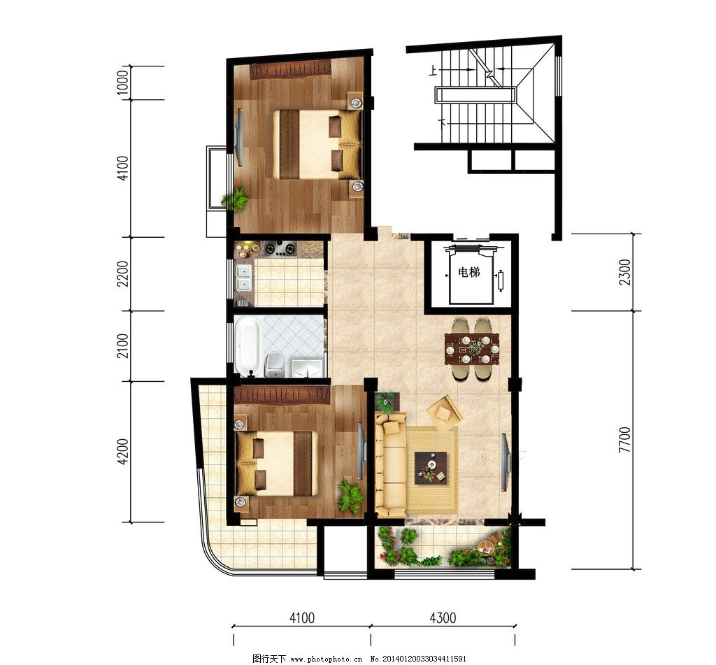 户型图,房地产,公寓,彩平图,平面布置,PSD分层素材,源文件,299DPI,PSD