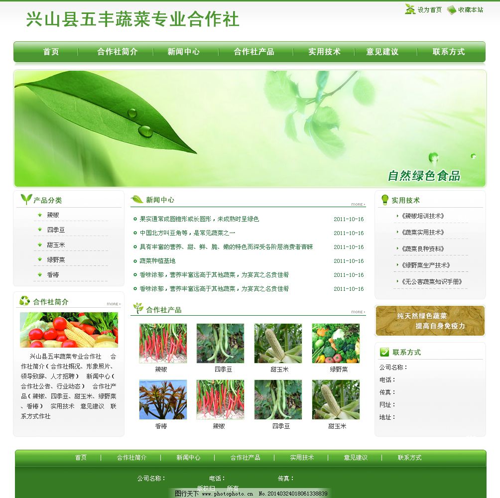蔬菜合作社-demo免费下载,纯天然,自然绿色食品,实用技术,合作社简介,纯天然,提升免疫力,网页素材,网页模板psd|网页素材